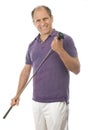 Man middle age golfer wood club Royalty Free Stock Photo