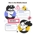 Man-in-the-middle attack. Cyberattack technology, hacker intercept Royalty Free Stock Photo