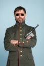 Man military officer with a gun Royalty Free Stock Photo