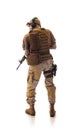 Man military outfit a soldier in modern times on a white background Royalty Free Stock Photo