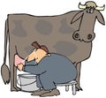 Man Milking A Cow