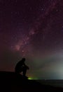 Man and the milky way Royalty Free Stock Photo