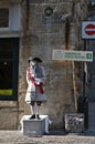 Man mime in the historical medieval costume