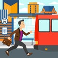 Man missing bus. Royalty Free Stock Photo