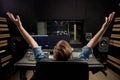 Man at mixing console in music recording studio Royalty Free Stock Photo