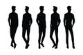 Man model designer silhouette set standing in different poses. Male Model silhouette bundles vector wearing sunglasses and fashion