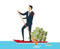 Man and Money in Boat