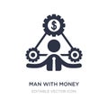man with money gears icon on white background. Simple element illustration from Business concept