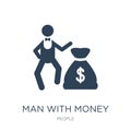 man with money icon in trendy design style. man with money icon isolated on white background. man with money vector icon simple Royalty Free Stock Photo