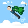 Man with money wings business concept