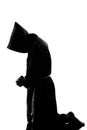 Man monk priest silhouette praying Royalty Free Stock Photo