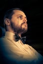 Man with Monocle and Bowtie Retro Portrait Royalty Free Stock Photo