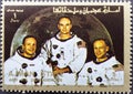 Man on the moon, Armstrong, Collins and Aldrin, are pictured in this 1969 Apollo II crew portrait Royalty Free Stock Photo