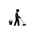 man mopping icon. Element of man cleaning icon for mobile concept and web apps. Glyph man mopping icon can be used for web and mob Royalty Free Stock Photo