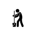 man mopping icon. Element of man cleaning icon for mobile concept and web apps. Glyph man mopping icon can be used for web and mob Royalty Free Stock Photo