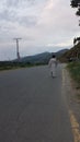 man morning walk in swat road