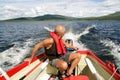 Man in a motor boat Royalty Free Stock Photo