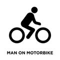 Man On Motorbike icon vector isolated on white background, logo Royalty Free Stock Photo