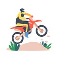 Man Motorcycle Rider Extreme Activity, Competition. Speed Racing, Motocross Rally Concept. Male Biker Riding Motorbike Royalty Free Stock Photo