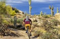 Man Mountain Biking On Arizona Desert Trail