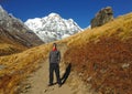 Man and mountain view Annapurna