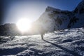 Man in mountains. Winter mountain landscape, Tatra mountains in Royalty Free Stock Photo