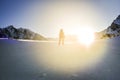 Man in mountains. Winter mountain landscape, Tatra mountains in Royalty Free Stock Photo