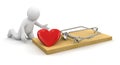 Man and Mousetrap with heart (clipping path included)
