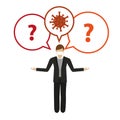 Man with mouth protection and question about virus Royalty Free Stock Photo