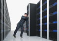 Man move server Royalty Free Stock Photo