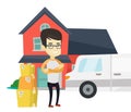 Man moving to house vector illustration. Royalty Free Stock Photo