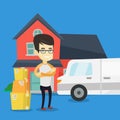 Man moving to house vector illustration. Royalty Free Stock Photo