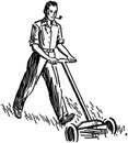 Man Mowing Lawn