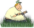 Man Mowing Tall Grass Royalty Free Stock Photo