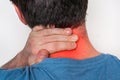 Man with muscle injury having pain in his neck