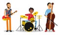 Man Musicians Playing Musical Instruments And Singing On Stage Vector Illustration Set Royalty Free Stock Photo