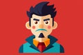 A man with a mustache displaying an angry expression on his face, Jealous Customizable Flat Illustration Royalty Free Stock Photo