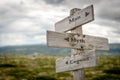 Man myth legend text on wooden signpost outdoors Royalty Free Stock Photo