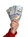 Man'n hands with dollar bills Royalty Free Stock Photo