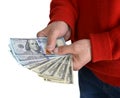 Man'n hands with dollar bills Royalty Free Stock Photo