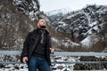 Man in Naeroydalen valley, Norway