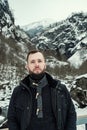 Man in Naeroydalen valley, Norway