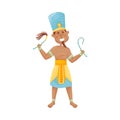 Man with a narrow beard in a suit of the pharaoh. Vector illustration on a white background.