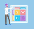 Man Near Computer Window with File Folders Vector Royalty Free Stock Photo