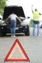 man near broken car and call technical support Royalty Free Stock Photo