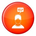 Man needs help icon, flat style Royalty Free Stock Photo