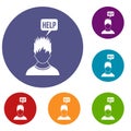 Man needs help icons set Royalty Free Stock Photo