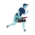Man News Operator with Camera Running Away as Prohibition of Independent Media Vector Illustration