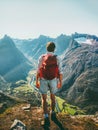 Man in Norway mountains Travel healthy lifestyle Royalty Free Stock Photo