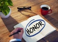 Man with Note Pad and Honor Concept Royalty Free Stock Photo